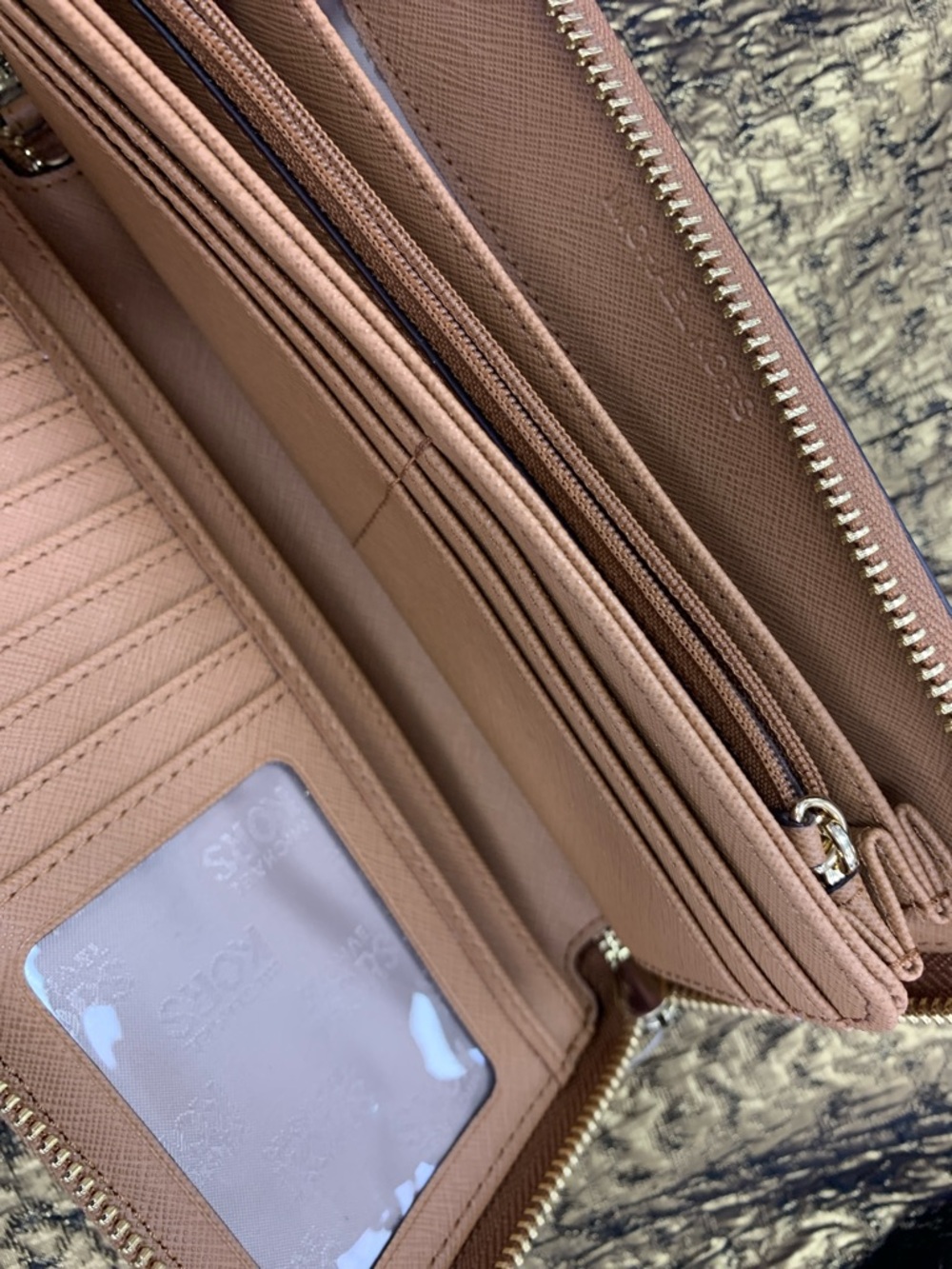 Michael Kors Pebbled Leather Zip Wallet - Mauve Brown - Picture 3 of 8